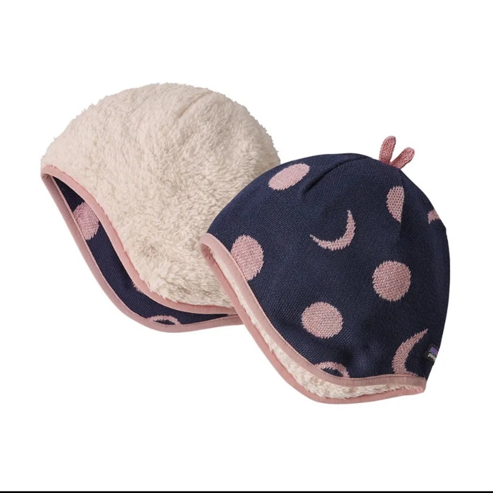 Reversible Kids Hat with Moon and Dot Design